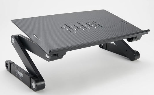 Uncaged Ergonomics WorkEZ Adjustable Laptop Stand for Desk, Laptop Stand Adjustable Height, Foldable Aluminum Cooling Computer Holder & Riser for Desk Bed, Black, XL