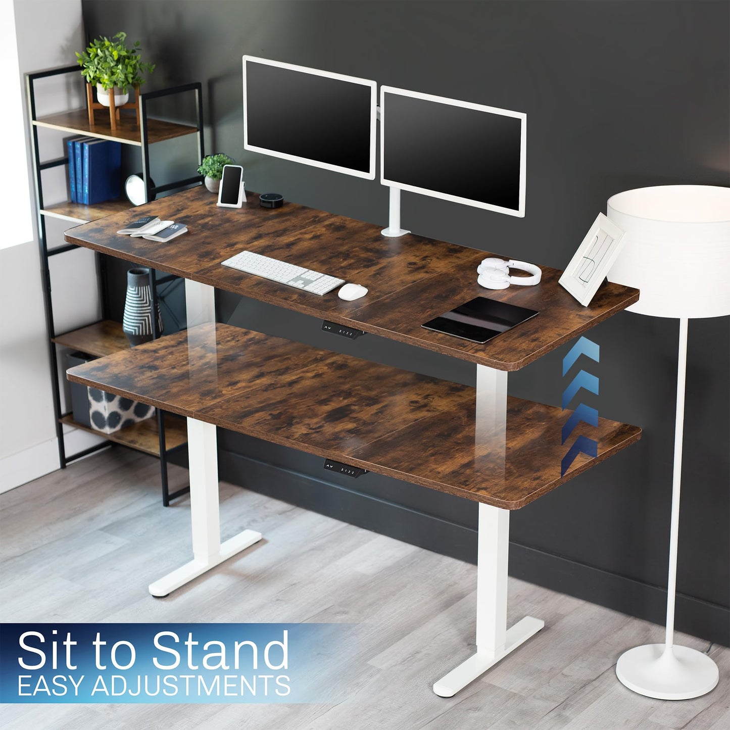 VIVO Electric Dual Motor Standing Desk Frame for 41 to 82 inch Table Tops, Frame Only, Ergonomic Standing Height Adjustable Base with Push Button Memory Controller, White, DESK-V122EW