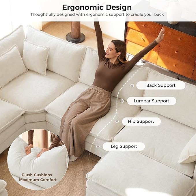 ELUCHANG 116'' Modular Sectional Cloud Couch