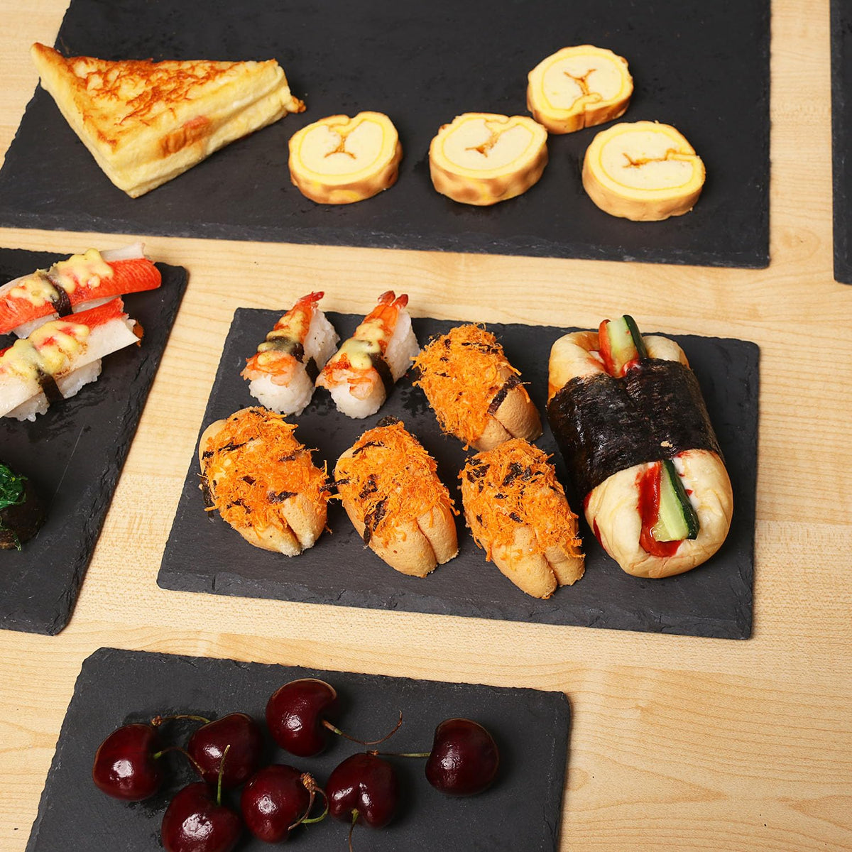 IHDYPPEW 9 Pack 10 x 6 Inch Slate Cheese Boards, Black Rectangle Slate Charcuterie Boards, Natural Charcuterie Stone Plates for Parties, Gifts, and Special Events, Cheese, Sushi, Food.