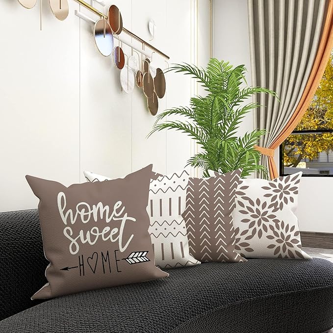 YCOLL Pillow Covers 18x18 Set of 4, Modern Sofa Throw Pillow Cover, Decorative
