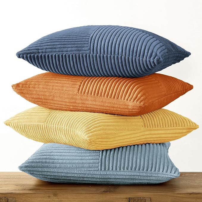 MIULEE Summer Yellow Blue Decorative Throw Pillow Covers 20x20 Inch Set of 4