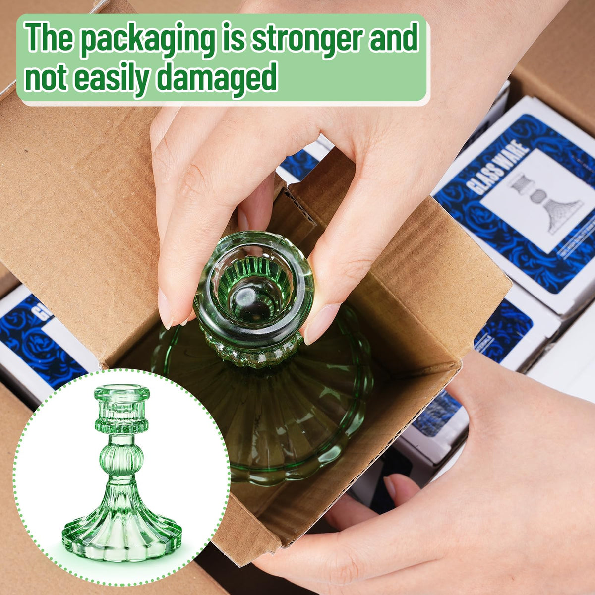 Maxcheck Set of 6 Candlestick Holders Taper Glass Candle Holder Decorative Candle Stand for Wedding Party Table Centerpiece Anniversary Festival Home Decor(Green)
