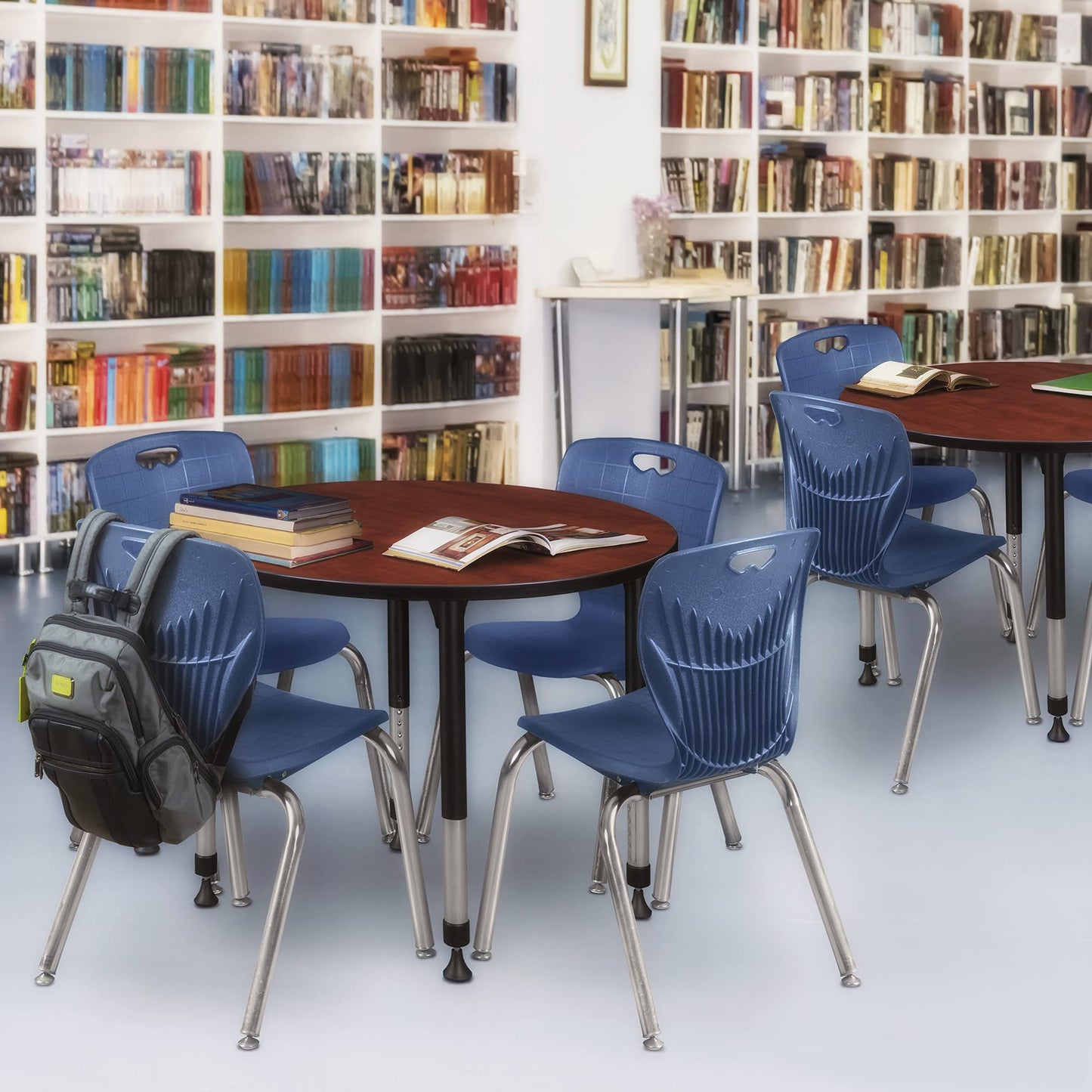 Romig Trek 36 in. Round Height Adjustable Classroom Activity Table- Cherry