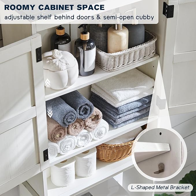 ACCOHOHO Over The Toilet Storage Cabinet, Farmhouse Bathroom Cabinet
