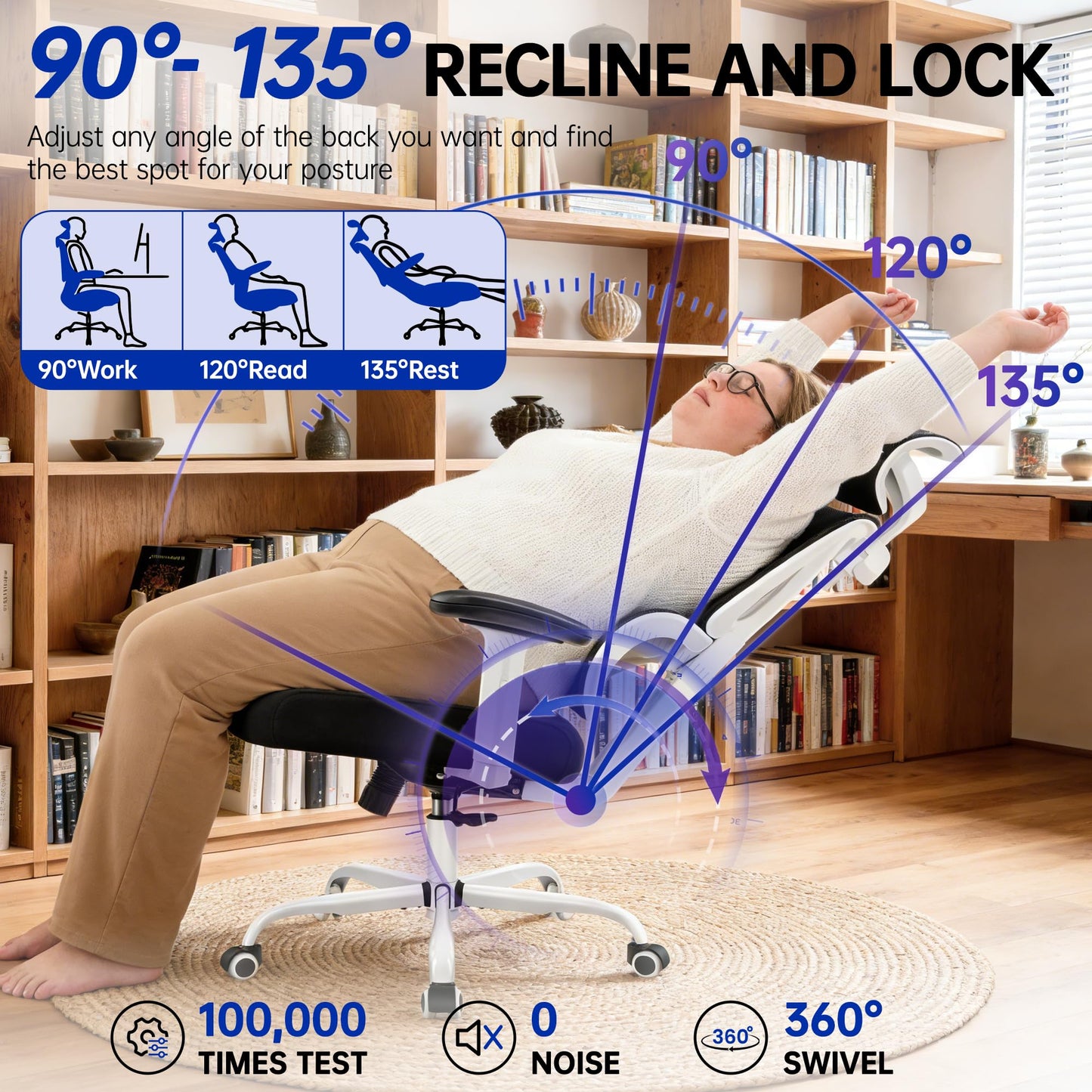 Hayelf Ergonomic Office Chair, High Back Mesh Computer Chair with Comfortable Adaptive Lumbar Support, Built-in Coat Hanger, SGS Class 4 Gas Lift, Heavy Duty 300lbs for Long Hours Home Office