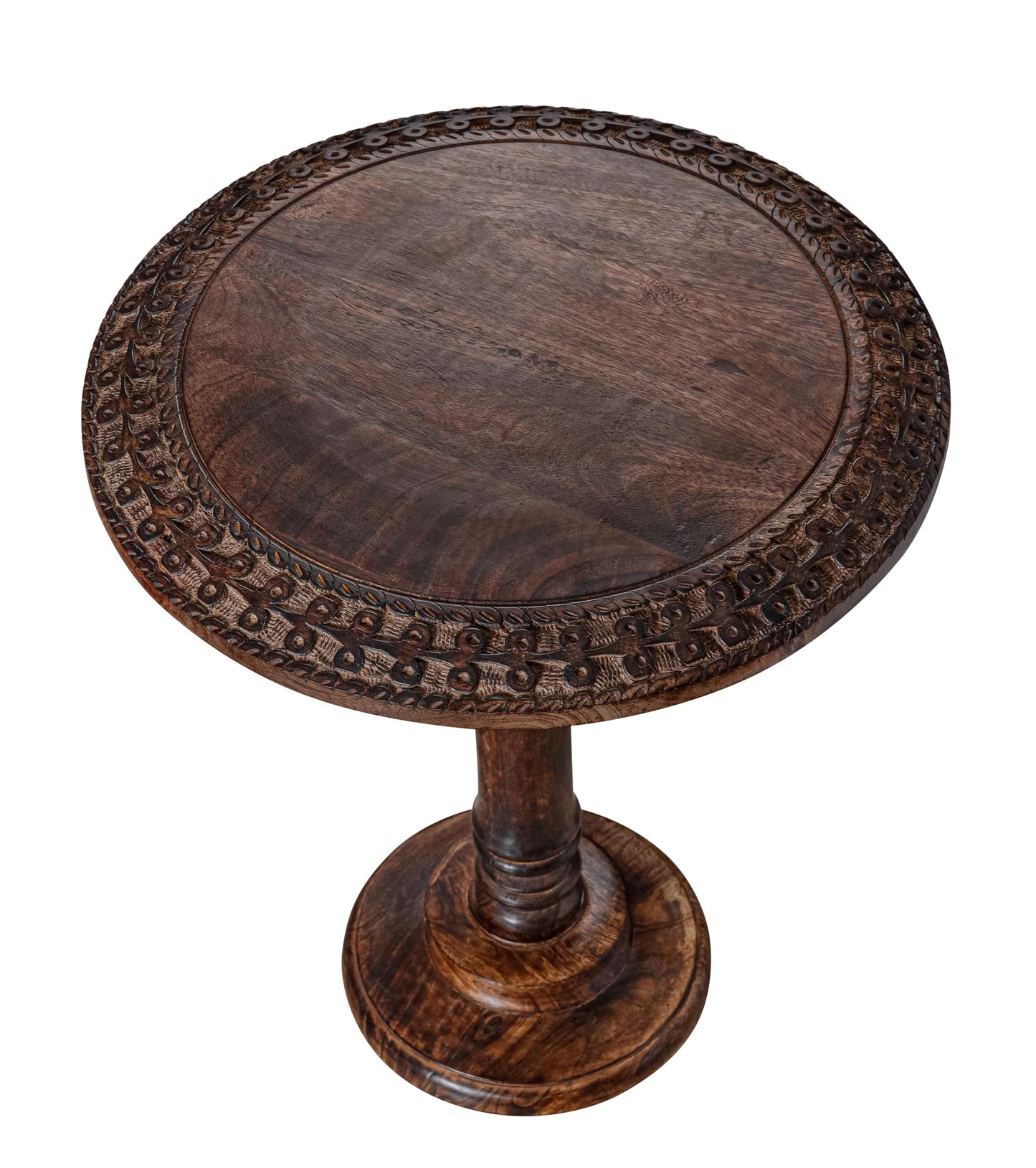 Farmhouse Side Tables for Living Room, Solid Wood End Tables Living Room, Small Round End Table, Rustic Coffee Table Accent, Wooden Side Table for Bedroom & Sofa Side, Burnt Finish