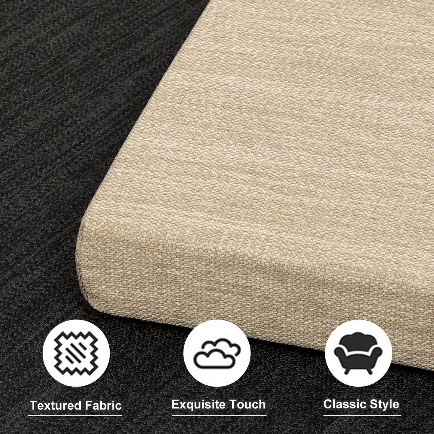 baibu Set of 2 Memory Foam Rectangle Bar Stool Cushions, Dual-Layer Non-Slip Dining Chair Pads Kitchen Bench Stool Cushions with Machine Washable Cover - Only 2 Pads (Beige, 15.7×11.8×1.5in)