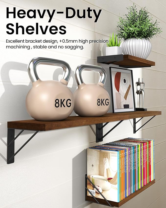BAYKA Floating Shelves for Wall, Book Shelf for Bedroom, Decor Shelves for
