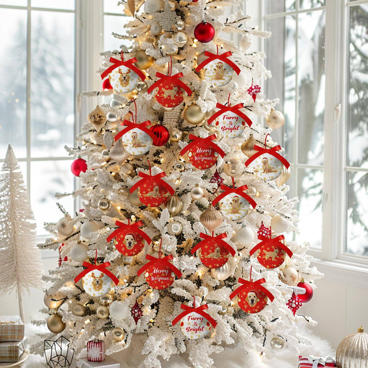Golden Retriever Christmas Decor - Dog Christmas Tree Decorations Golden Retriever Ornament Hanging Balls, Cute Decorations Ball 2.36 Inch for Xmas Tree Party Home Holiday，Xmas Gifts Set of 16Pcs