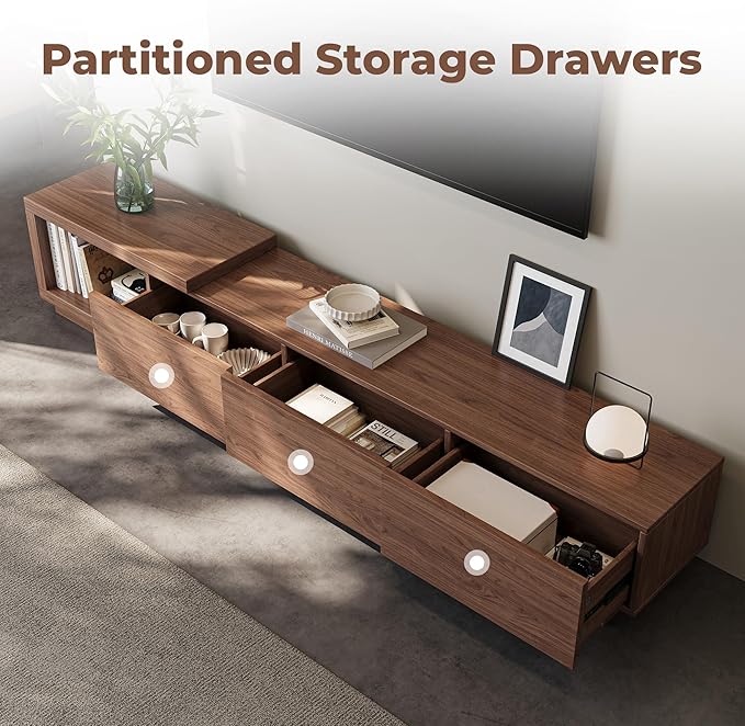 Extendable TV Stand for 65-100 Inches TVs – Walnut Entertainment Console
