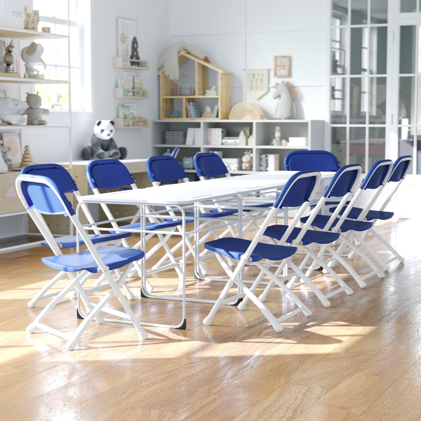 Flash Furniture 2 Pack Kids Blue Plastic Folding Chair