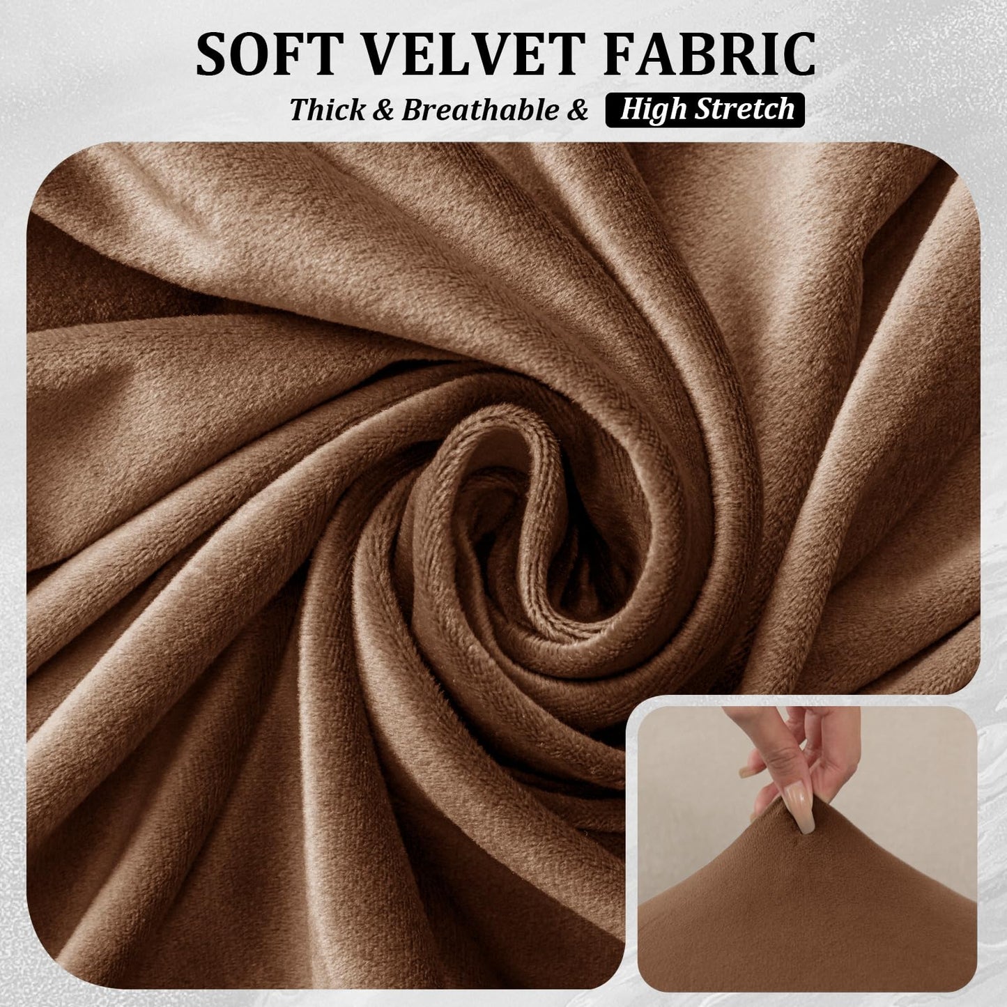 10 Pieces Sofa Cushion Covers for U-Shaped Modular Sectional Couch with 4 Seat+4 Back+2 Arms, Stretch Velvet Upholstered Covers for Sofa Bed with Deep Double Chaise (Bronze,Universal (10 Pieces))