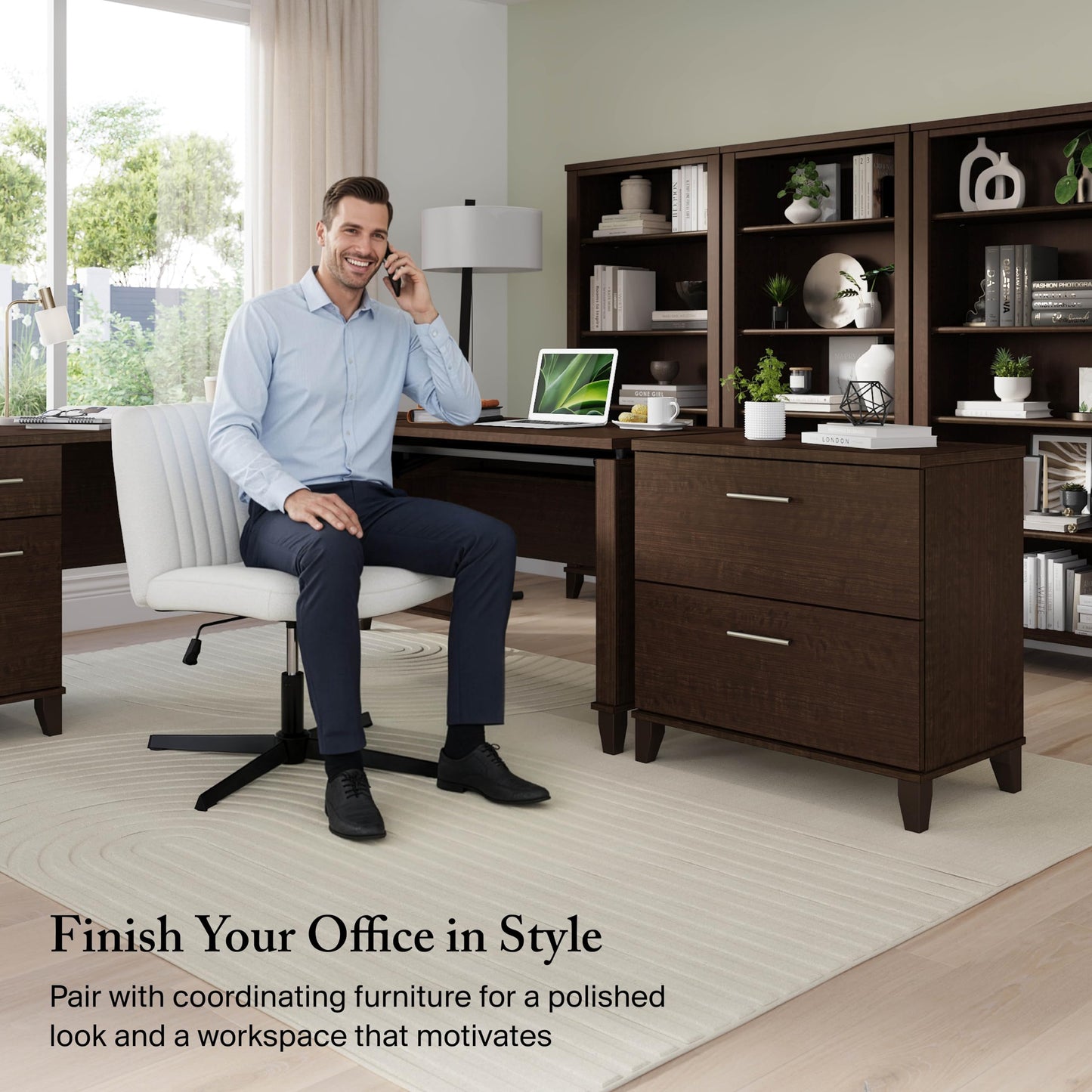 Bush Home 2 Drawer Lateral File Cabinet, Letter and Legal-Size Document Storage for Home or Professional Office, Somerset Collection, Mocha Cherry