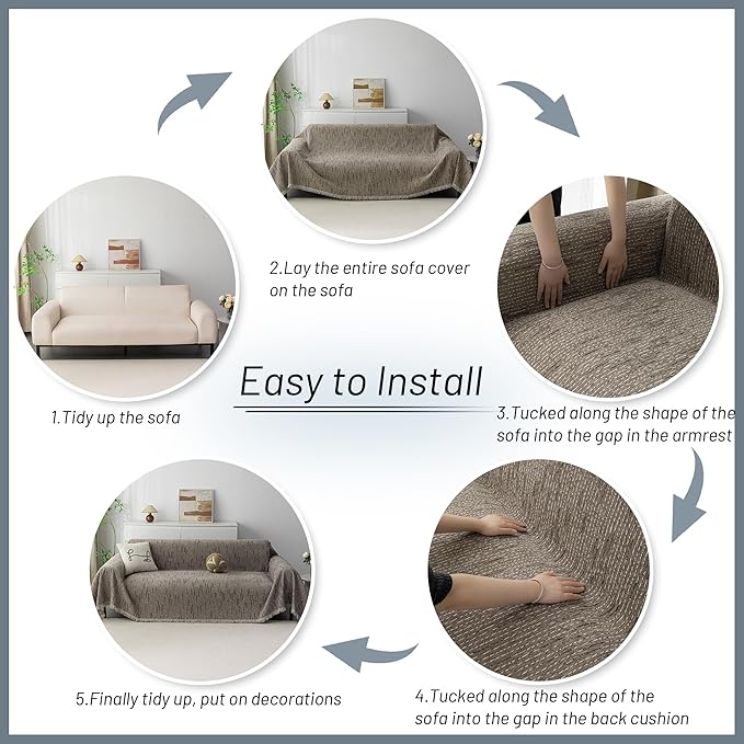 MYSKY HOME Couch Covers for 3 Cushion Couch Sofa, Sectional Couch Cover L Shape