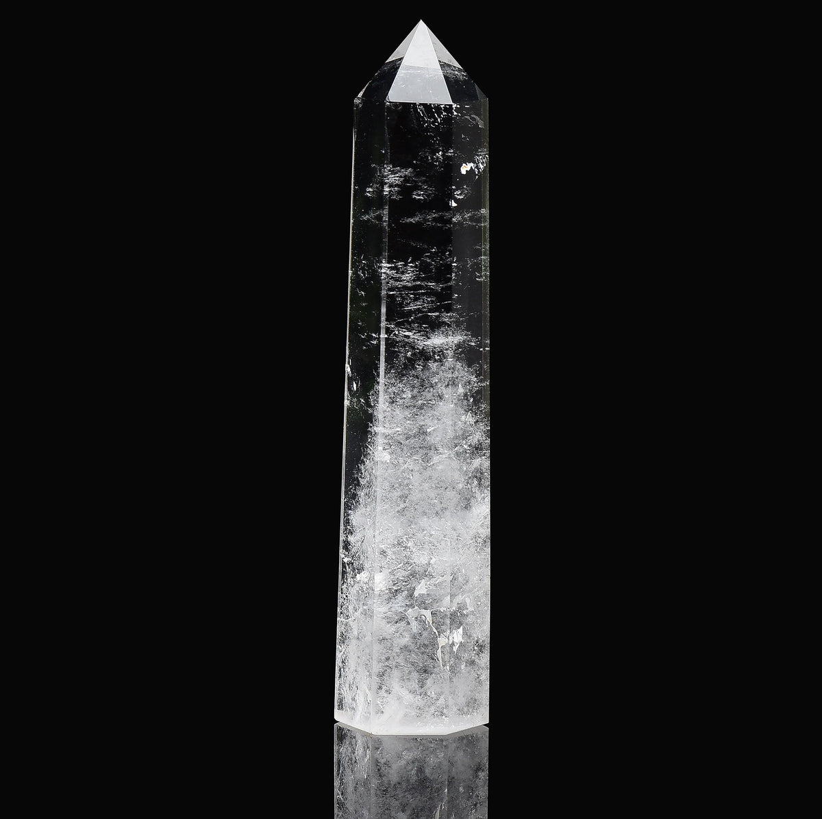 WUYOUSHI Large Clear Quartz Healing Crystal Tower 5.9-6.69" Natural Crystal Wand 6 Faceted Chakra Crystal Point Reiki Meditation Therapy
