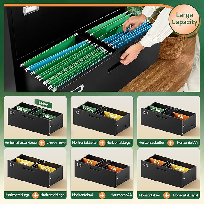 Letaya File Cabinets, 4 Drawer Metal Lateral Filing Organization Storage