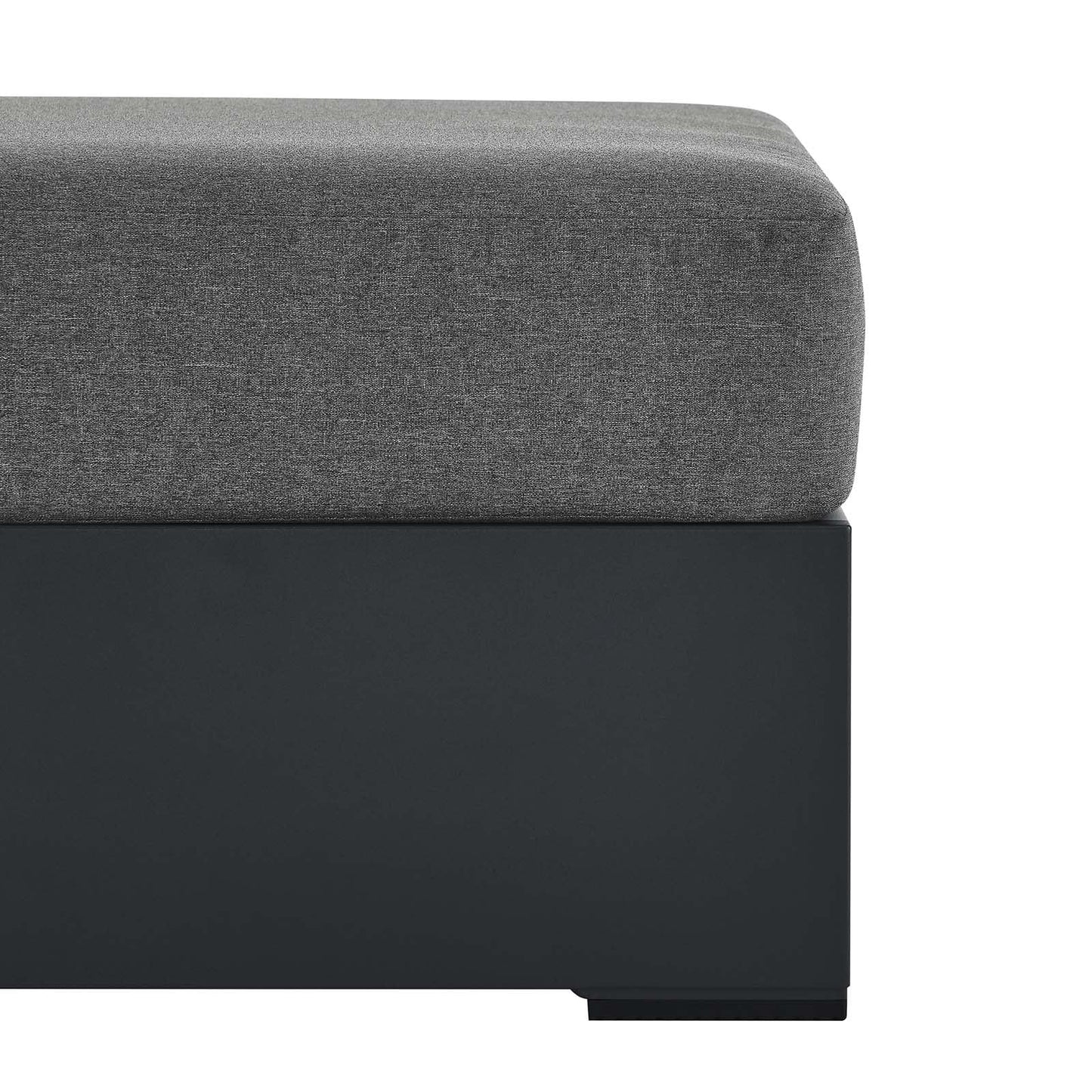 Modway Tahoe Aluminum Ottoman in Gray Charcoal with Weather-Resistant Cushion-Ideal as Outdoor Footstool, Patio or Sunroom Furniture