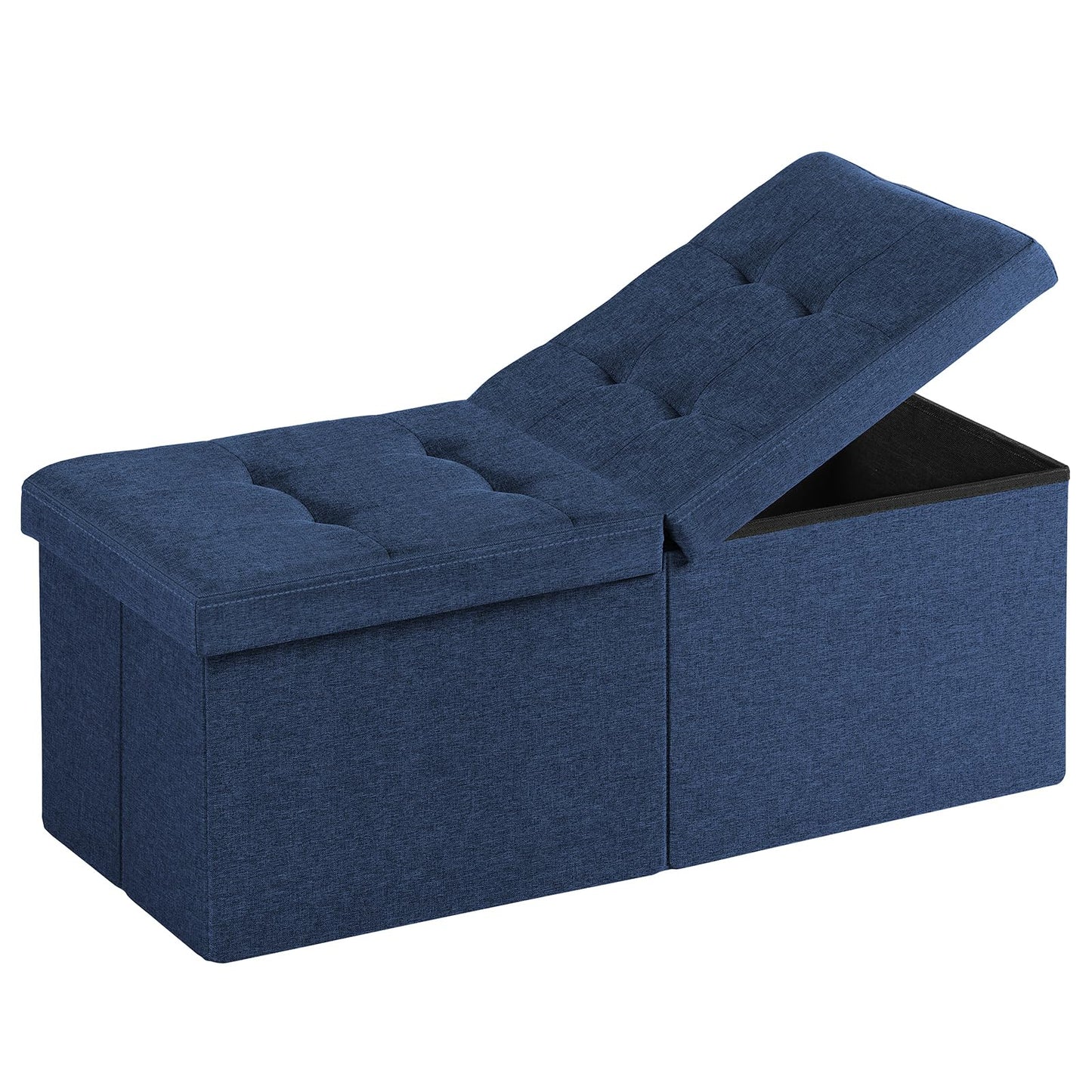 Snuvid 30-INCH Storage Ottoman Bench, Footrest with Storage, End of Bed Bench Coffee Table for Living Room, Bedroom, Entryway, Dark Blue