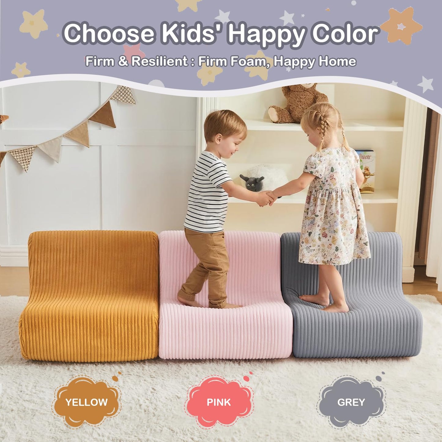 DAICO Kids Bean Bag Chair Ultra-Soft Toddler Bean Bag Sofa with Handle, Small Toddler Reading Chairs Comfy Lazy Lounger Foam for Playroom or Bedroom - Birthday Gift for Boys and Girls, Grey