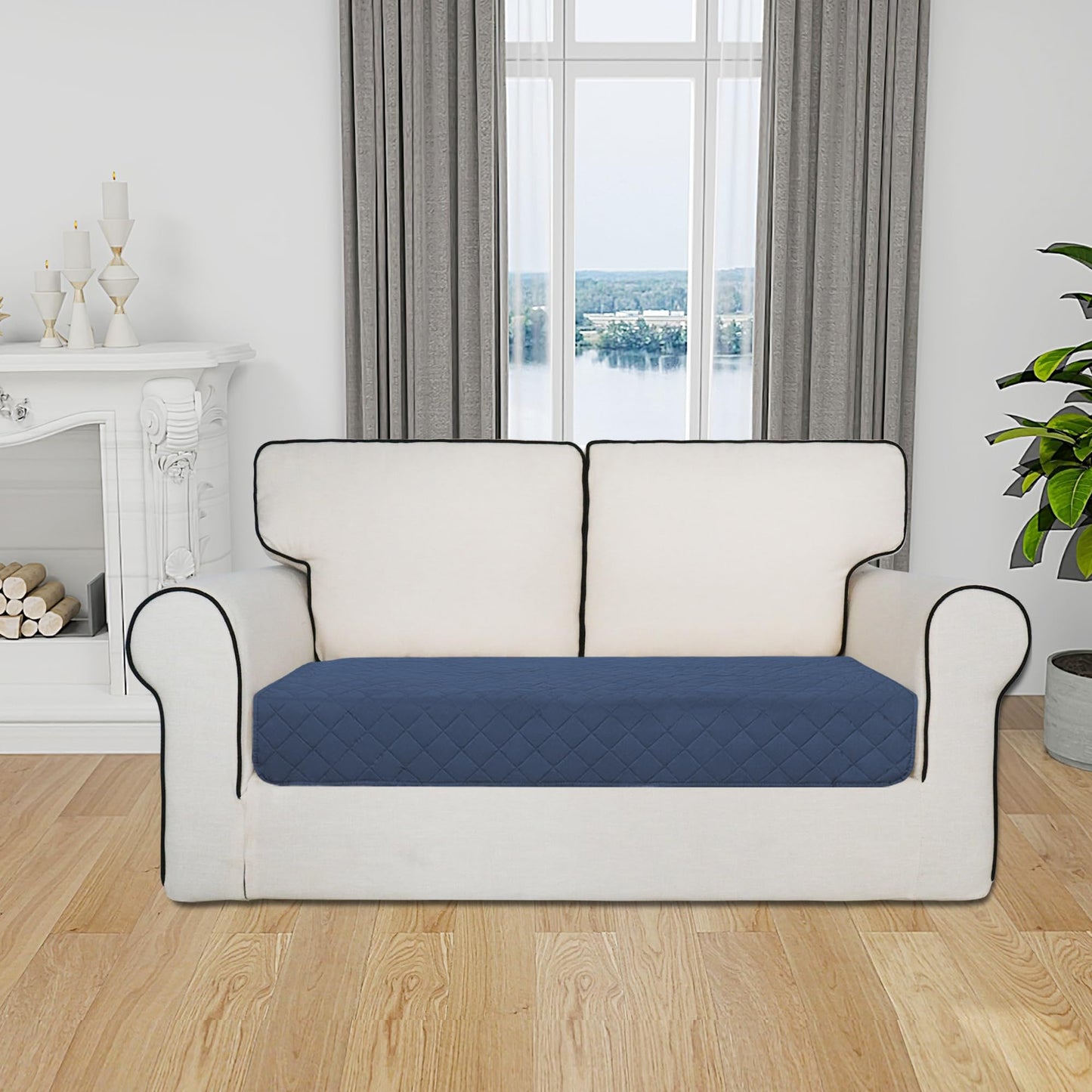 Easy-Going Sectional Couch Covers for Dogs L Shape Sofa Cover Reversible Sofa Slipcover Chaise Lounge Cover Furniture Protector Cover for Pets Dog Cat (30 x 50 inches, Dark Blue/Light Blue)
