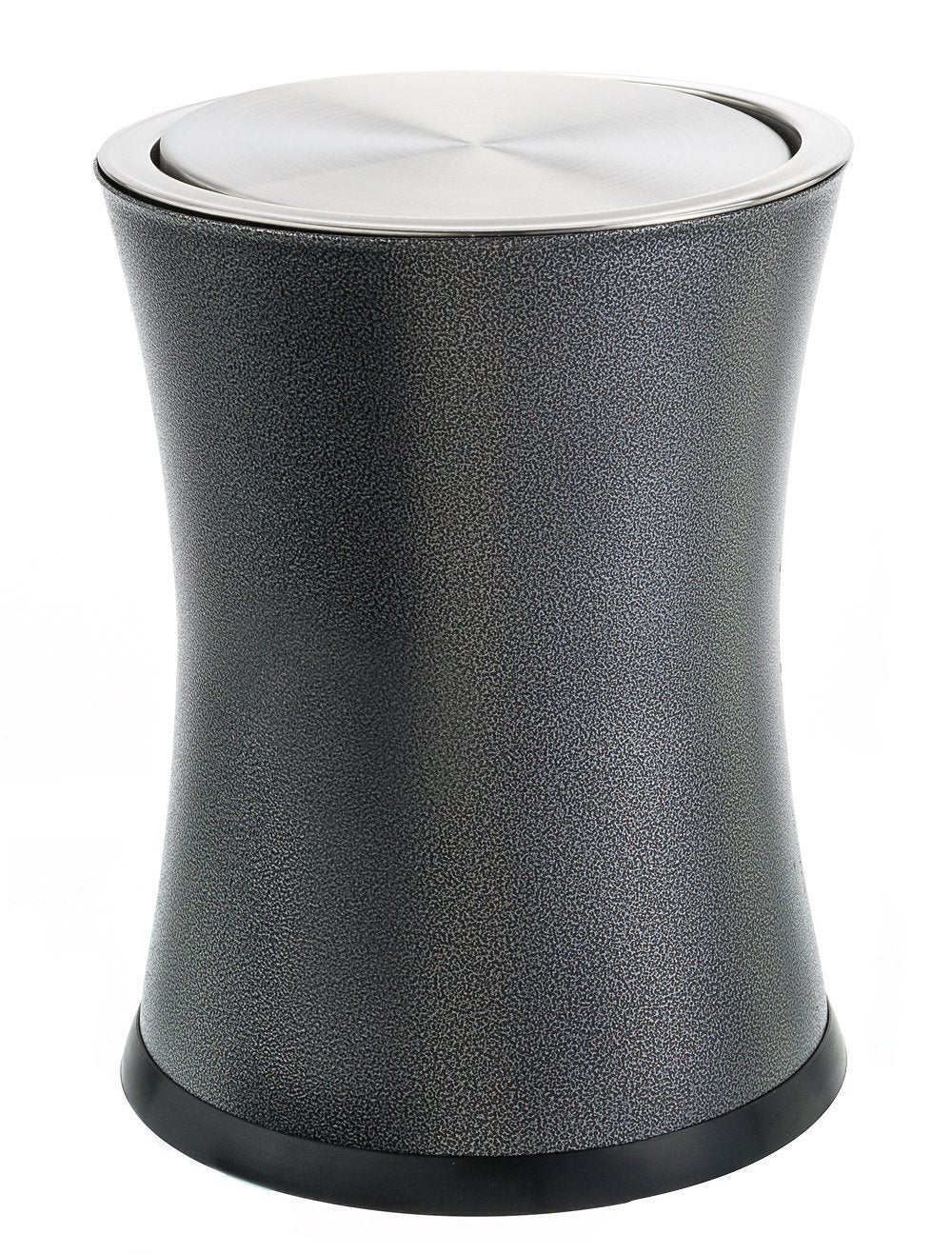 Bennett Small Office Trash Can, Swivel-a-Lid Small Wastebasket Metal 'Center-Inset' Design, Modern Home Décor, Round Shape (Gray)