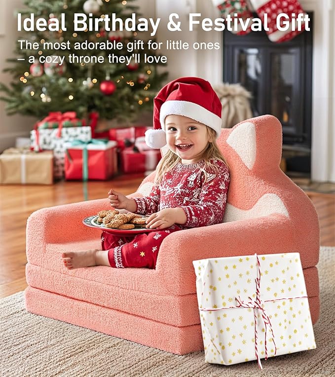 little dove Extra Wide Soft Toddler Couch Fold Out, Comfy Toddler Chair