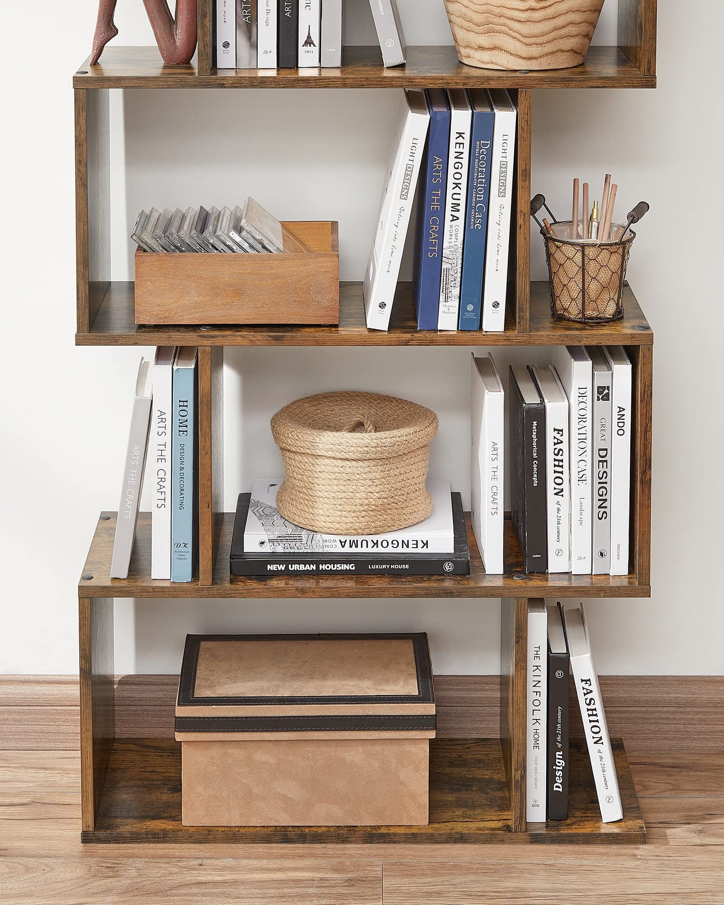 VASAGLE Bookcase, 5-Tier Bookshelf, Display Shelf and Room Divider, Freestanding Decorative Storage Shelving, Rustic Brown ULBC62BX, 27.6”L x 9.4”W x 62.6”H (70 x 24 x 159 cm)