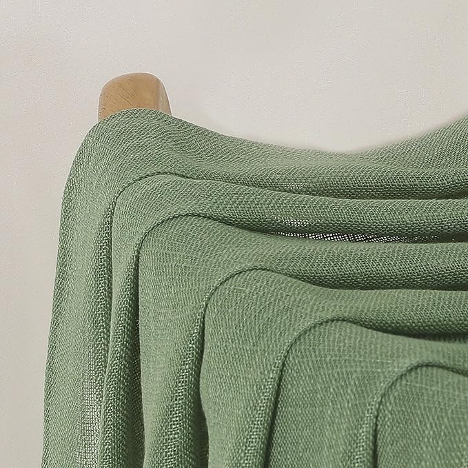 Chyhomenyc Sage Green Semi Sheer Curtains 36 Inch Length, Light Filtering Faux