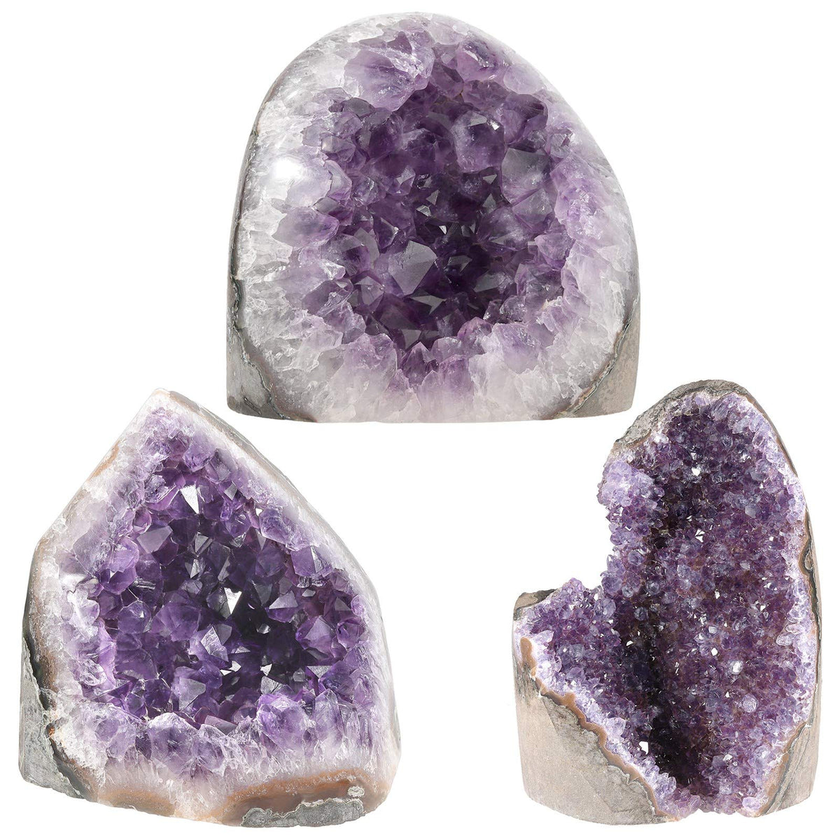 Amogeeli Natural Amethyst Crystal Geode Cluster Specimen for Home Decor, Mineral Raw Stone for Collection