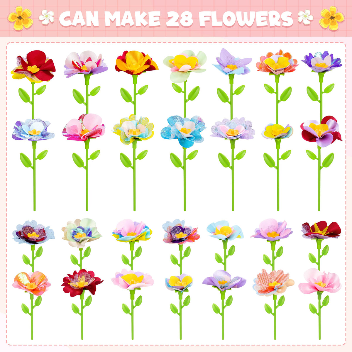 Toyly DIY Fabric Flower Bouquets Toys Accessories - Flowers Market Toy Fittings - Arts & Crafts Toy Parts