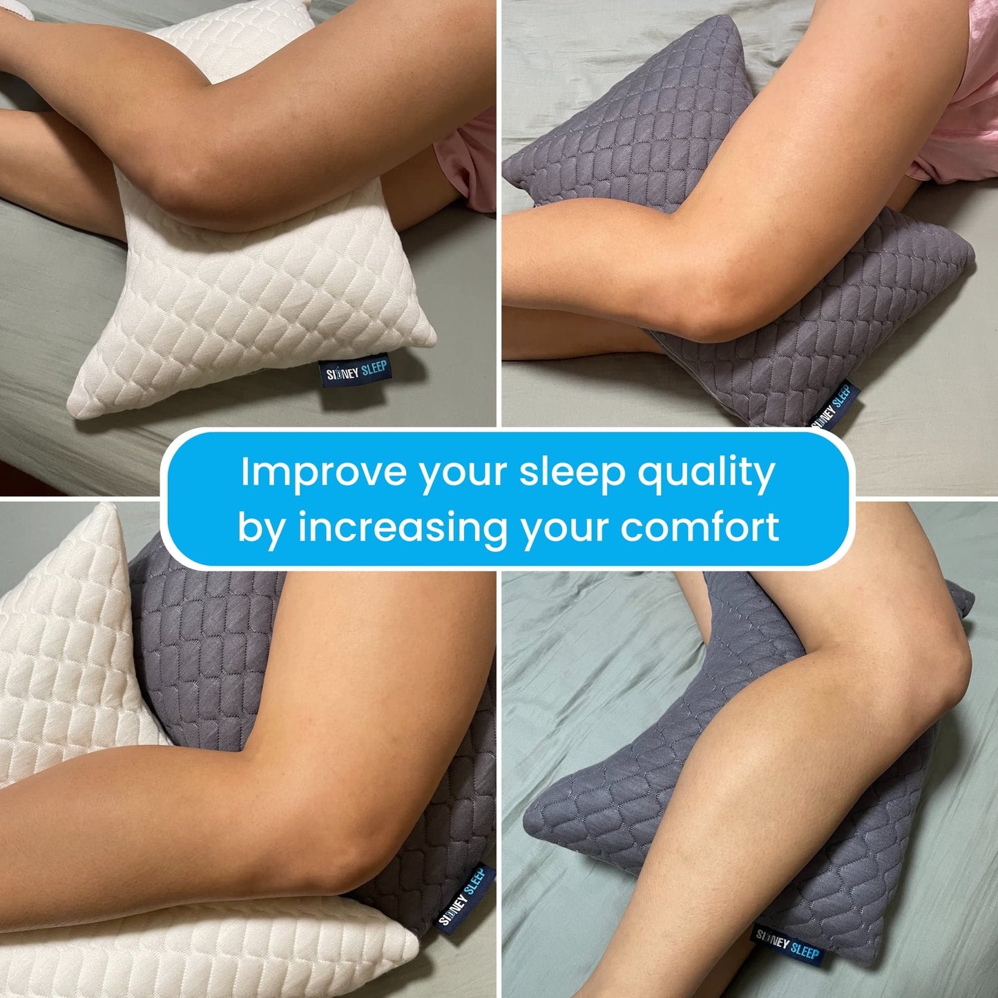 Sidney Sleep Set of 2 Mini Travel Size Neck Pillows - Knee Pillow - Back Lumbar Support - Curved Bed Pillow - 14 x 19 Inches - Adjustable Loft - Carry Backpack Included (White 2 Pack Mini)