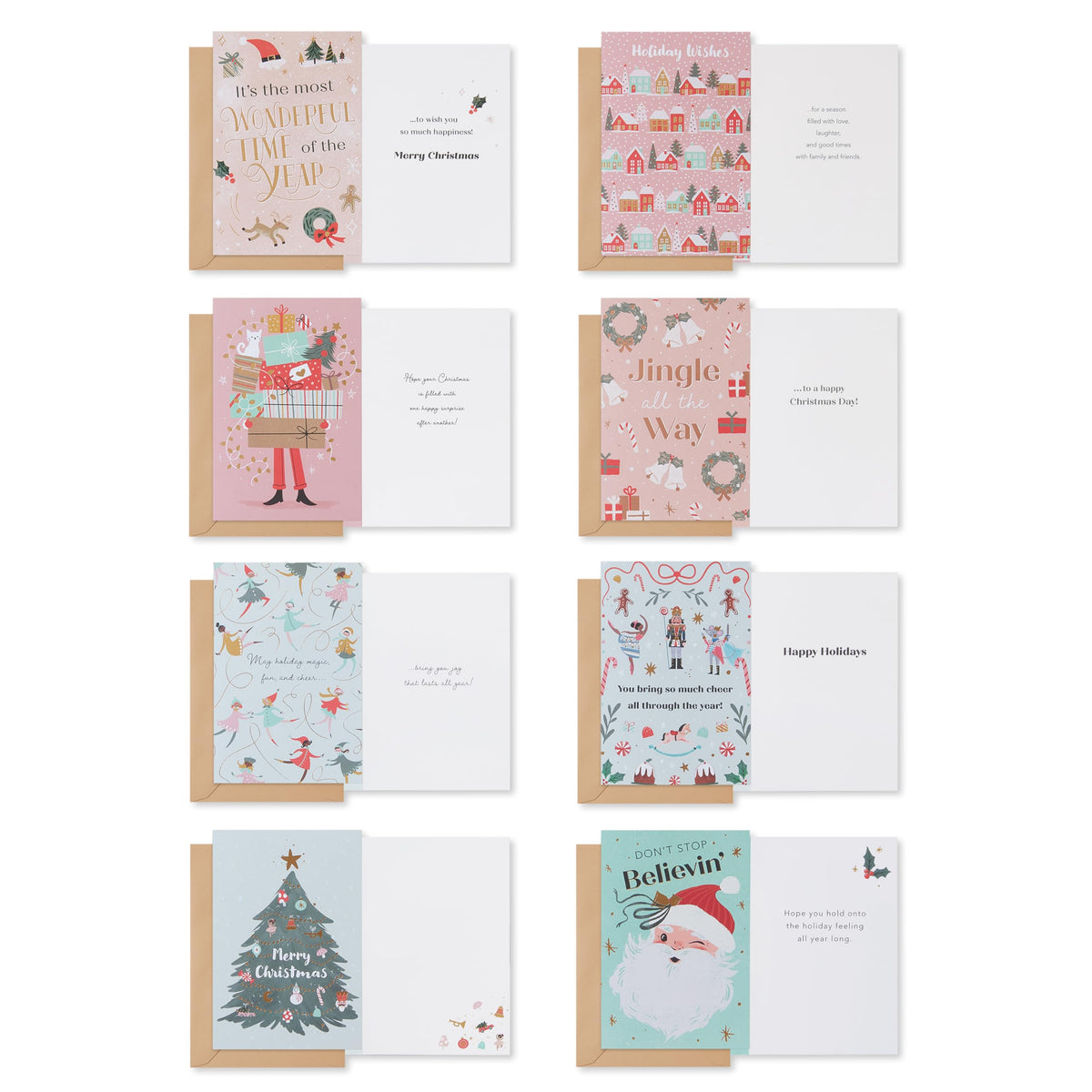 American Greetings Christmas Cards with Envelopes, Trendy Pink Pastel Designs (25-Count)