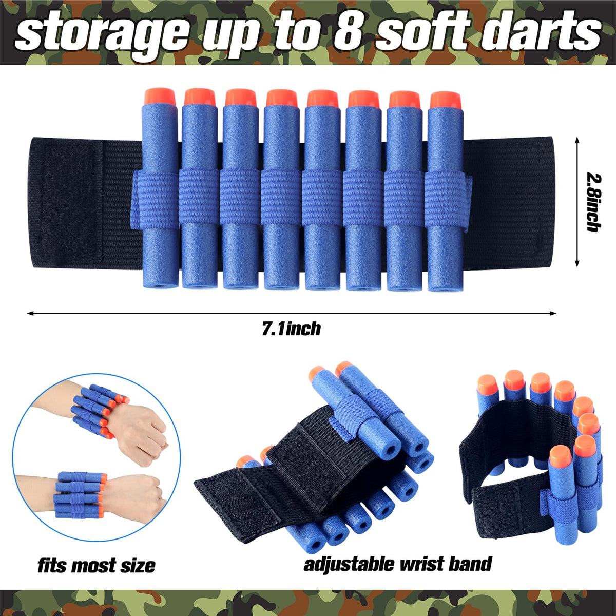 Sosation 8 Sets Kids Tactical Vest Compatible with Nerf Party Favor Accessories, Face Mask Wrist Ammo Holder Toy Gift Supplies Boys (Orange and Blue)