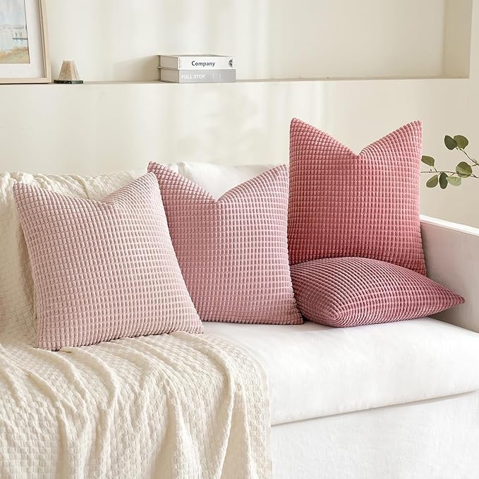 MIULEE Aesthetic Pink Spring Decorative Pillow Covers 20x20 Inch Set of 4