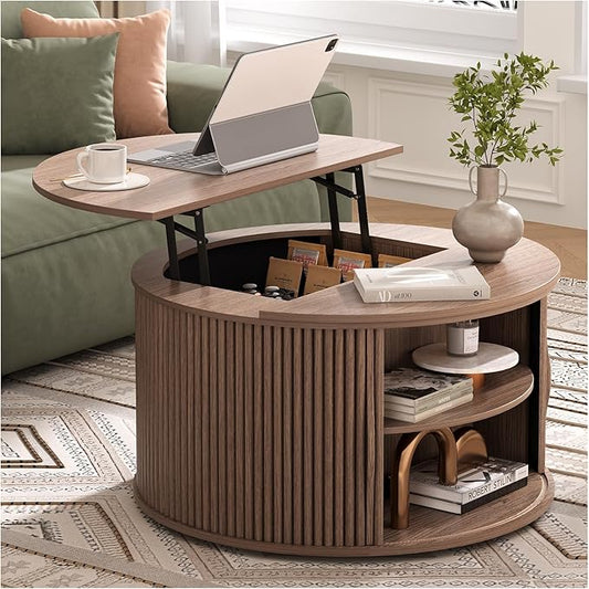 SULIVES Round Coffee Table