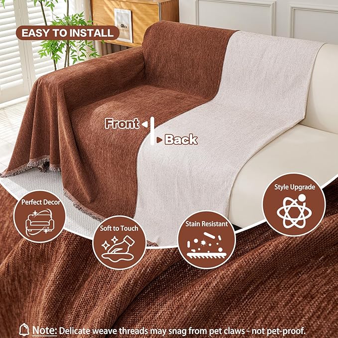 DREAMINGO Sofa Covers Washable Thick Chenille Couch Cover