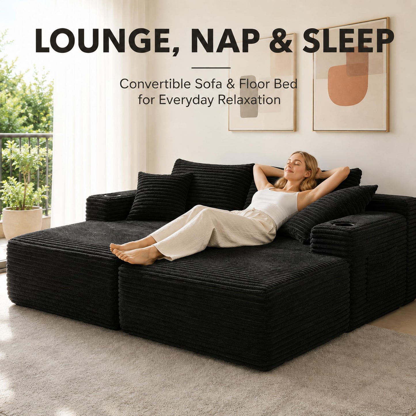 WuerQi 76" Loveseat Sleeper Sofa Bed with 2 Cup Holders, Boneless Couch Recliner, Deep Seat 2-Seater Sofa, No Assembly Required for Living Room