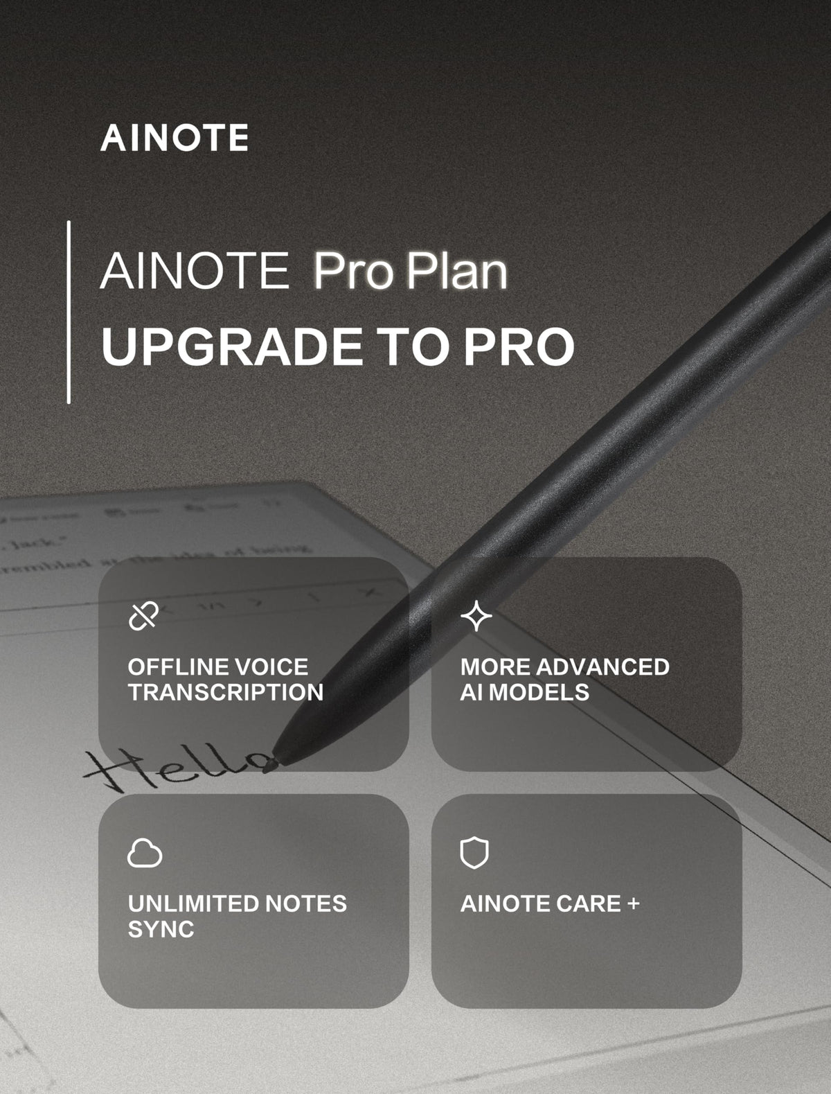 AINOTE 2, 10.65" Large Screen Paper Tablet, 4.2mm Ultrathin Note Taking Tablet with Stylus Pen, Supports AI Voice-to-Text Transcription &16-Language Transcription