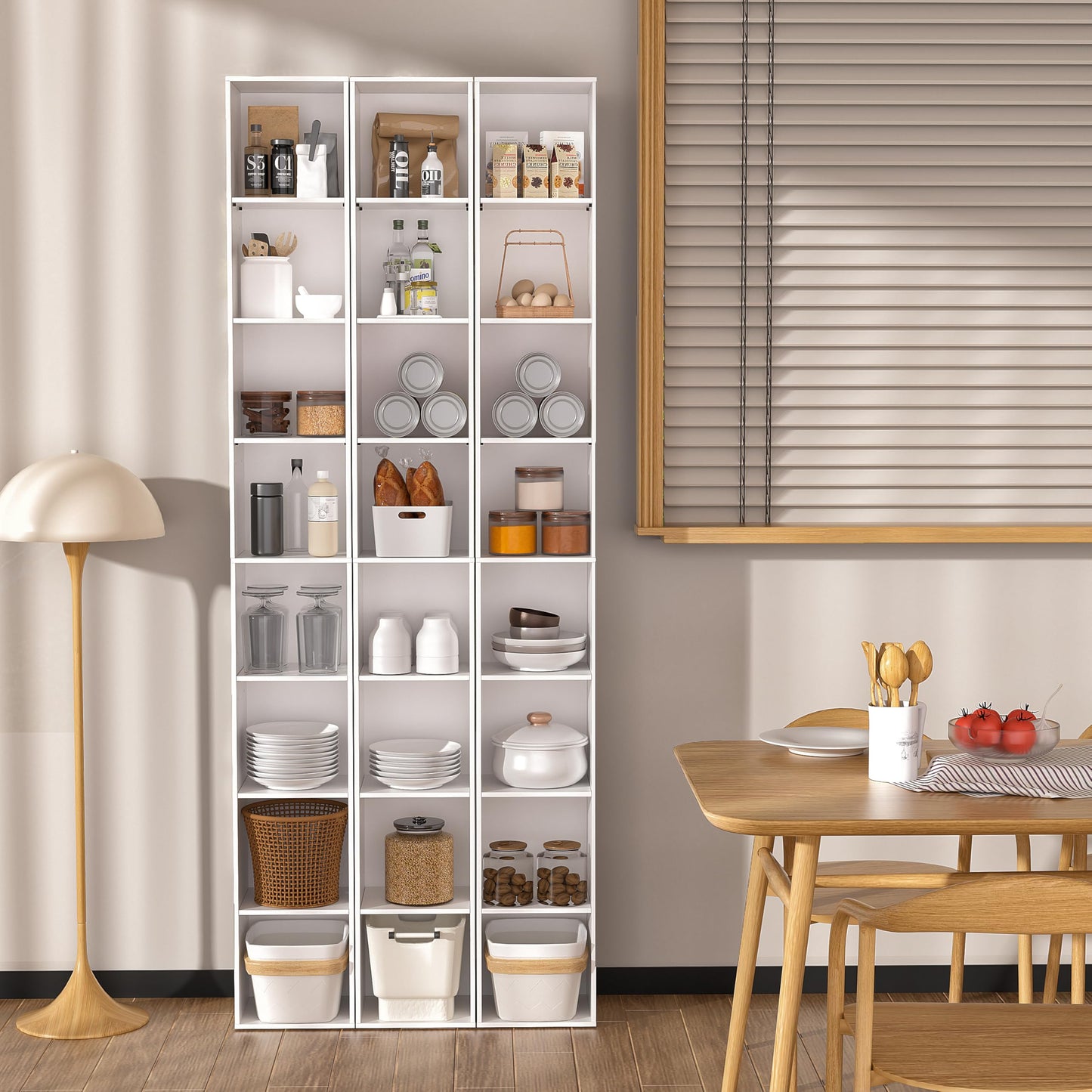 NewBeth 8-Cube Storage Organizer Bookcase, White, Tall Narrow Bookshelf for Home Office (White)