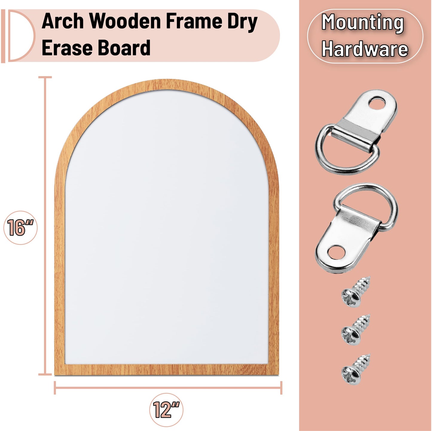 Mr. Pen Dry Erase Board, 16" x 12", Wooden Frame, Boho Design, Mini White Board for Kids & Students, Small Dry Erase Board