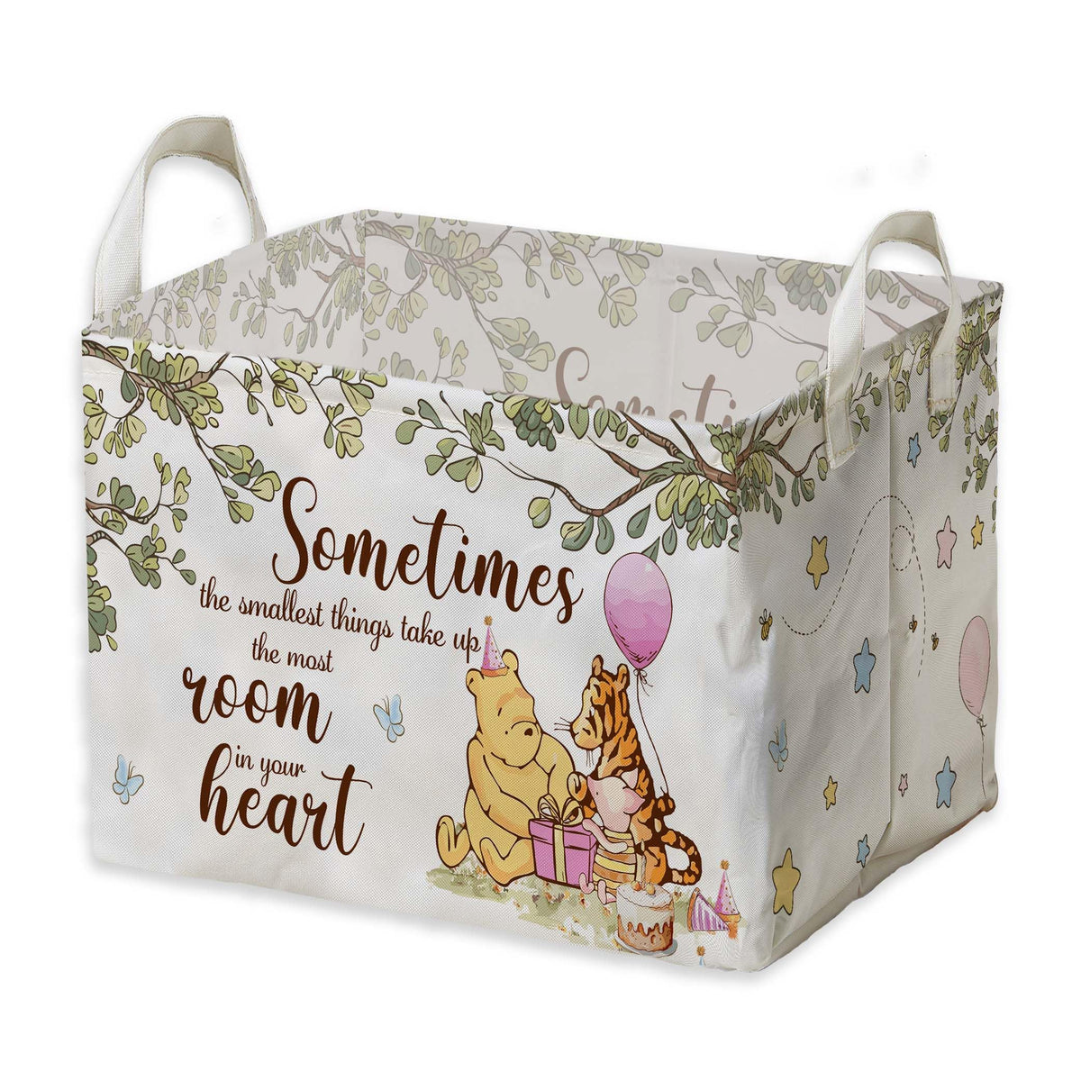 ZsaTuiy Winnie Nursery Decor, the Pooh Baby Stuff, Winnie Storage Nursery Basket, Large squarecanvas Laundry Hamper With A Waterproof PECoating, Foldable, Toys Bin, Baby Nursery HamperDecor, Star