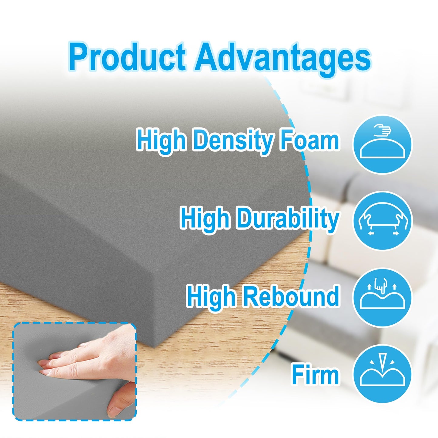 moonoom 20" x 20" Foam Cushion Couch Cushion Support - Living Room Sofa Sag Support - High-Density Sag Repair Replacement for Sofa Couch Loveseat Chair (1)