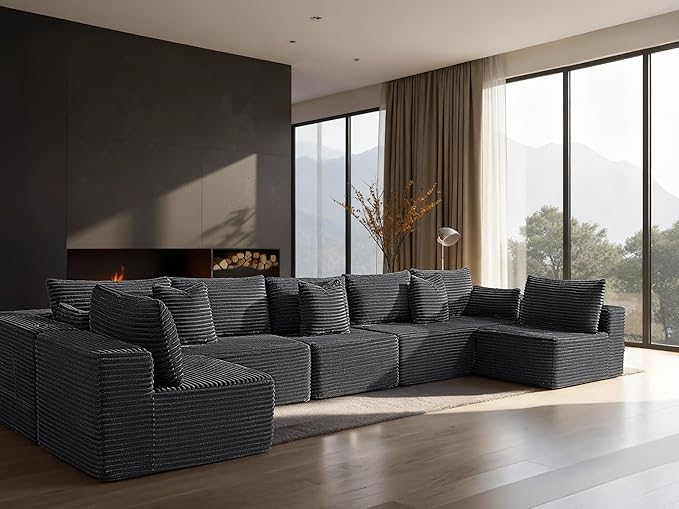 168" Cloud Sectional Couch, Comfort U Shaped Sofa