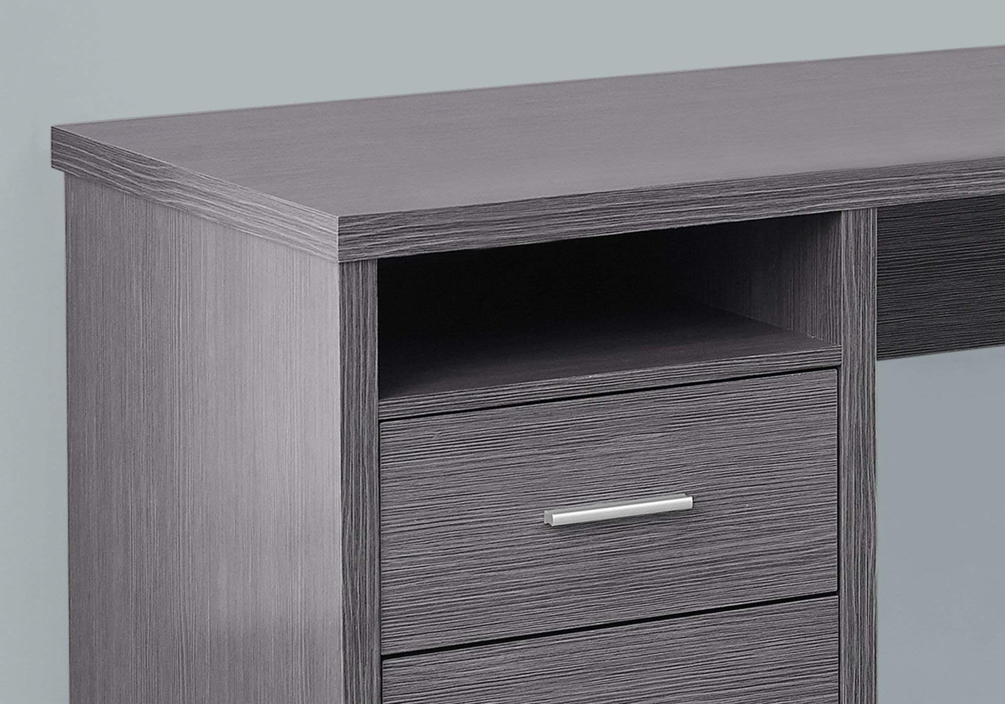 Monarch Specialties I 7257 Computer Desk, Home Office, Corner, Left, Right Set-up, Storage Drawers, 80"L, L Shape, Work, Laptop, Metal, Laminate, Grey