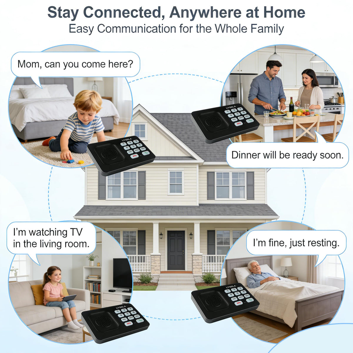 Intercoms Wireless for Home, Office, Elderly Care, Two-Way Wireless Intercom System, Clear Sound Intercom with 1400 Feet Range, Easy to Use, 8 Volume Adjustment, Auto-Answer, Silent Mode(2 pack,black)