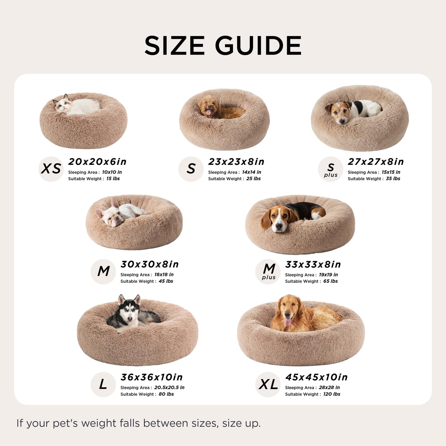 Bedsure Calming Dog Bed for Small Dogs - Donut Washable Small Pet Bed, 23 inches Anti-Slip Round Fluffy Plush Faux Fur Large Cat Bed, Fits up to 25 lbs Pets, Copper