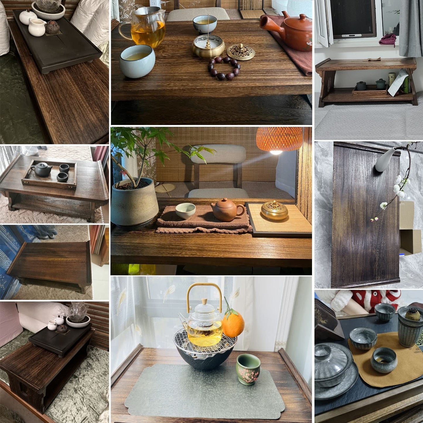 Portable Antique Tatami Floor Table - Low Meditation & Tea Table for Home & Garden, 70x35x28cm, Multifunctional Zen Furniture for Relaxation & Mindfulness