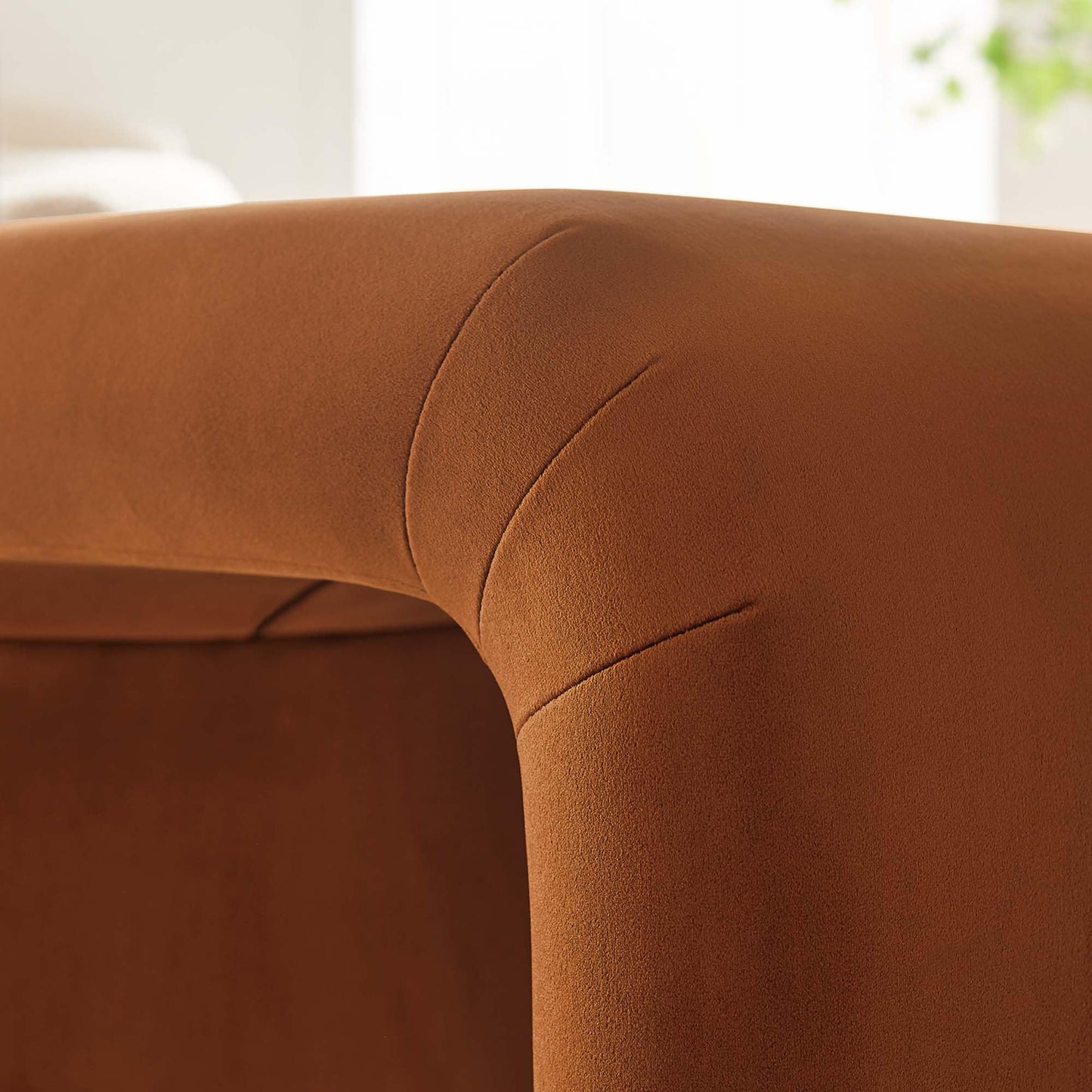 Modway Koda 24" Performance Velvet Upholstered Waterfall Stool or Side Table in Brass Rust, 24 Inches