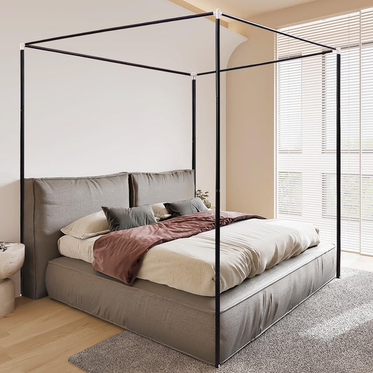 Mosqutent Stainless Steel Canopy Bed Frame Queen Size, Heavy Duty Metal Frame With Sturdy Post Poles, Thicken Canopy Frame for Wood or Metal Beds, Bedroom Decor, Black